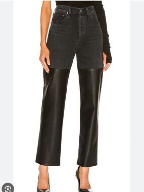 AGOLDE Pieced 90s Pinch Waist Jeans in Howl & Detox Recycled Leather